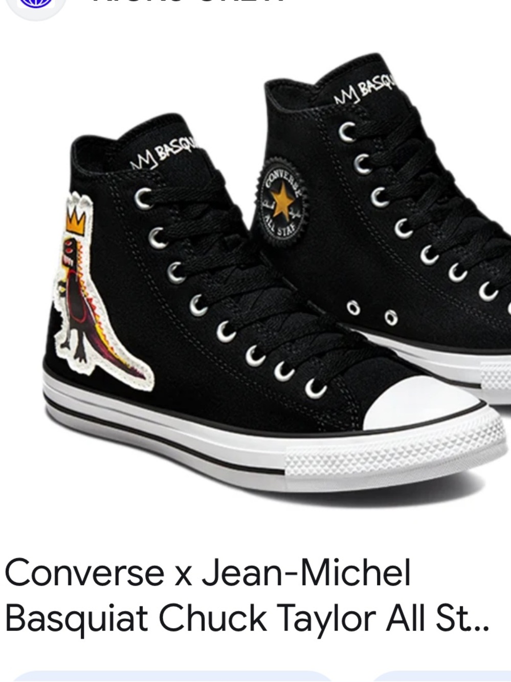 Converse Kids High Top Sneakers in Black with White Toe Cap